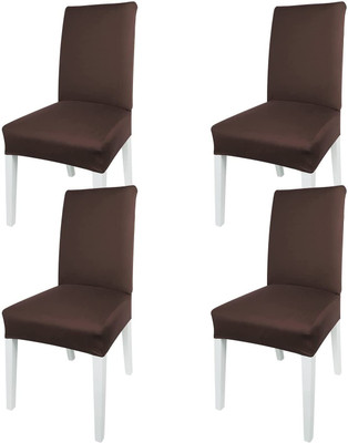 Rhydin Polyester Plain 1 Seater Chair Cover(Brown Pack of 4)