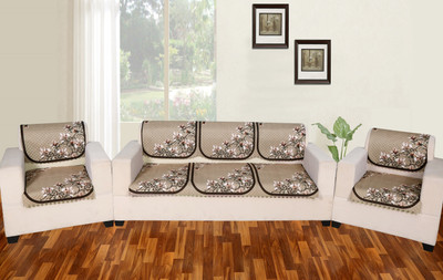 Flipkart SmartBuy Velvet 3+1+1 Seater Sofa Floral Cover(Pack of 6 Beige)