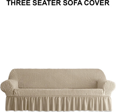 Cortina Polyester Polka 3 Seater Sofa Cover(Gold Pack of 1)