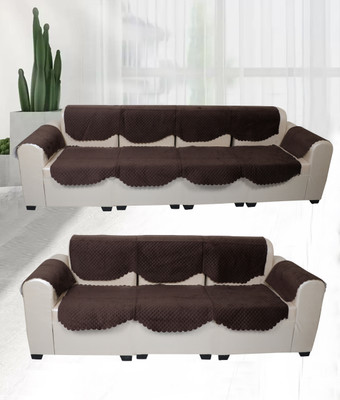 A.P HANDLOOM Velvet Plain 3 Seater Sofa Cover(Brown Pack of 8)