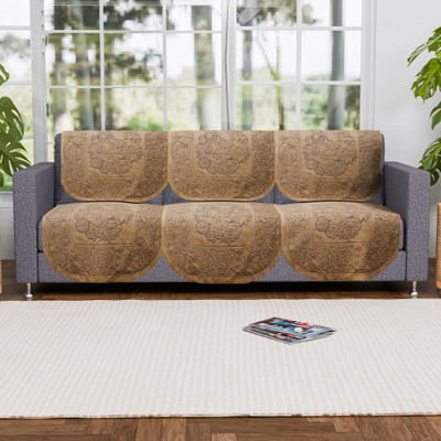 KUBER INDUSTRIES Cotton 3 Seater Sofa Geometric Cover(Pack of 6 Gold)