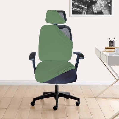 HOTKEI Polycotton Plain Chair Cover(Green Pack of 1)