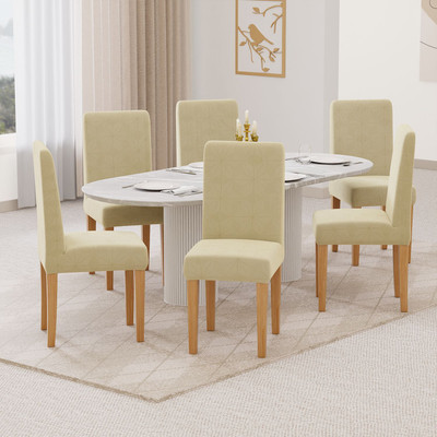 lukzer Jacquard 1 Seater Chair Plain Cover(Pack of 6 Pastel Yellow Starlight)