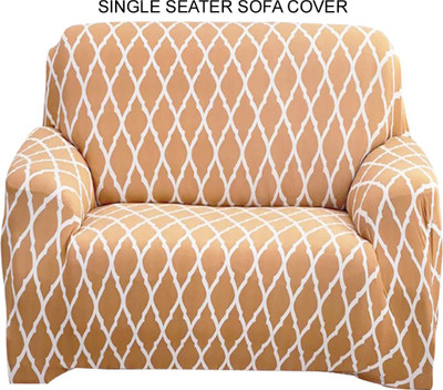 HOUSE OF QUIRK Polyester Checkered 3 Seater Sofa Cover(Beige Diamond Pack of 1)