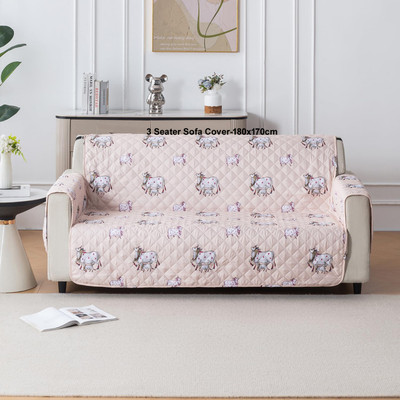 HOUSE OF QUIRK Polyester 3 Seater Sofa Plain Cover(Pack of 1 Beige Moo)