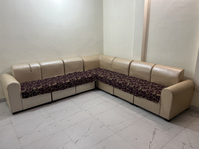 KINGLY Velvet 3+2 Seater L-Shape Sofa Plain Cover(Pack of 2 Purple Flwr)