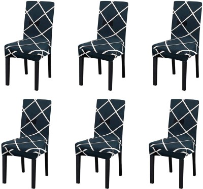 ADstore Polyester Abstract Chair Cover(blue chek Pack of 1)