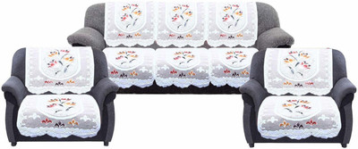 pk craft Polycotton Embroidered 3+1+1 Seater Sofa Cover(Multicolor Pack of 10)