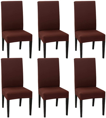 Aibzi Polyester 1 Seater Chair Plain Cover(Pack of 6 Brown)