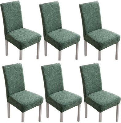 vinsano Jacquard 1 Seater Chair Plain Cover(Pack of 6 green)
