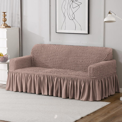 HOKiPO Polyester 3 Seater Sofa Plain Cover(Pack of 1 Mocha)