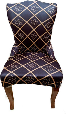 e1.88 Polyester Plain 1 Seater Chair Cover(BROWN CHECK Pack of 1)