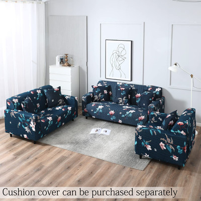 Abhsant Polycotton, Polyester 3+1+1 Seater Sofa Floral Cover(Pack of 3 Blue)