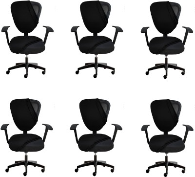 HOTKEI Polycotton Plain Chair Cover(Black Pack of 6)