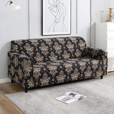 B BESTILO Polyester 3 Seater Sofa Floral Cover(Pack of 1 Black)