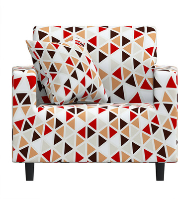 FurShine Polyester Checkered 1 Seater Sofa Cover(Color Traingle Pack of 1)
