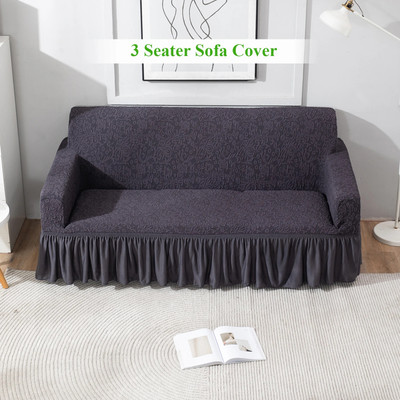 HOKiPO Jacquard 3 Seater Sofa Floral Cover(Pack of 1 Abbey Grey)