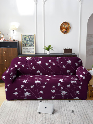 Cortina Polyester 3 Seater Sofa Floral Cover(Pack of 1 Purple)