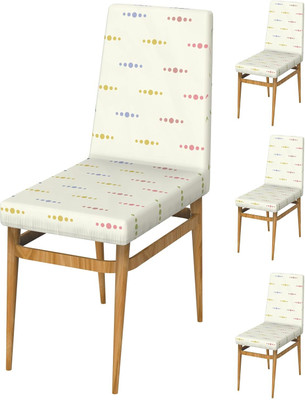 MY ARMOR Polyester Geometric 1 Seater Chair Cover(White Dots Pattern Pack of 4)