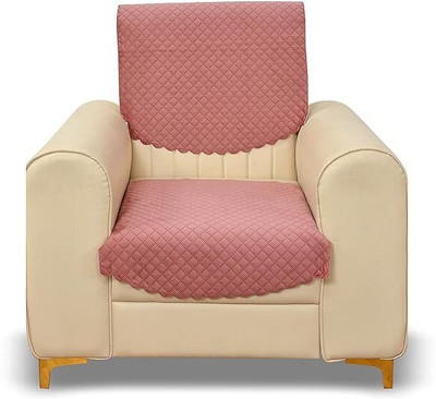 PRAKHARYA Velvet 1 Seater Sofa Plain Cover(Pack of 2 Peach)