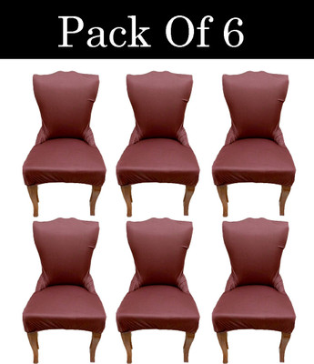 e1.88 Polyester Plain 6 Seater Chair Cover(BROWN Pack of 6)