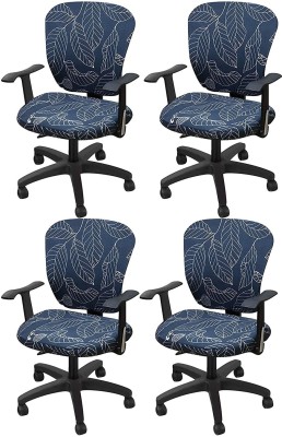 HOUSE OF QUIRK Polyester Floral Chair Cover(Blue Ash Pack of 4)