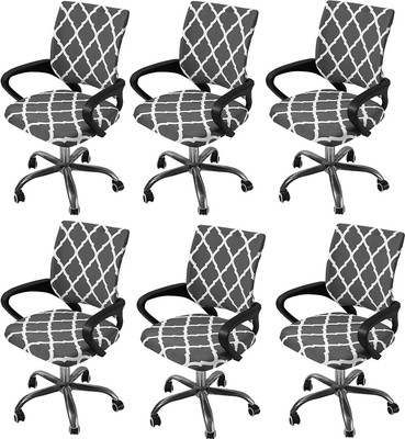 HOUSE OF QUIRK Polyester Geometric 1 Seater Chair Cover(Grey Pack of 6)