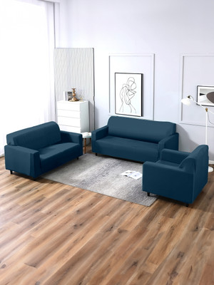 Flipkart SmartBuy Polyester Plain 3+1+1 Seater Sofa Cover(Blue Pack of 1)