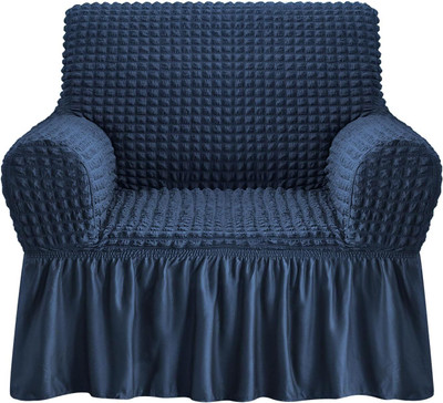 Multitex Polyester Plain 1 Seater Sofa Cover(Blue Pack of 1)