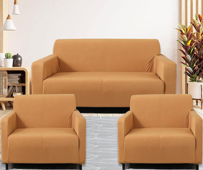 Gifts Island Polyester Plain 3+1+1 Seater Sofa Cover(Beige Pack of 3)