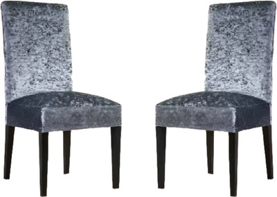 Gouri Velvet 1 Seater Chair Plain Cover(Pack of 2 Dark Grey)