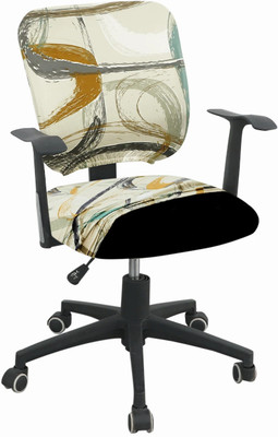 HOKiPO Polyester Abstract 1 Seater Chair Cover(Parchement Beige Abstract Art Pack of 1)