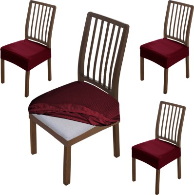 HOKiPO Jacquard Plain Chair Cover(Burgundy Pack of 4)