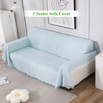 HOKiPO Polycotton 3 Seater Sofa Plain Cover(Pack of 1 Blue)