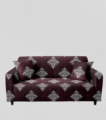 Cortina Polyester Abstract 1 Seater Sofa Cover(Brown Pack of 1)