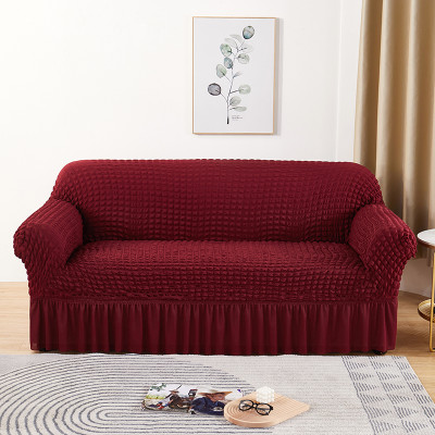 KUBER INDUSTRIES Polyester 2 Seater Sofa Checkered Cover(Pack of 1 Wine Red)