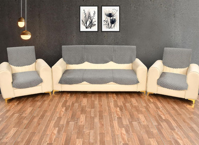 DFH Velvet 3+2 Seater Sofa Plain Cover(Pack of 6 Grey)