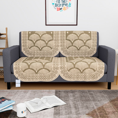 HOMESTIC by Kuber Industries Cotton 2 Seater Sofa Floral Cover(Pack of 4 Yellow)