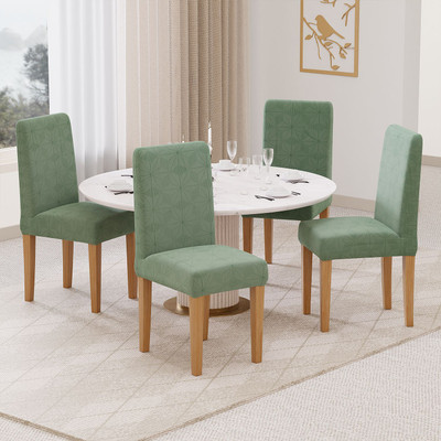 lukzer Jacquard 1 Seater Chair Plain Cover(Pack of 4 Pastel Green Starlight)