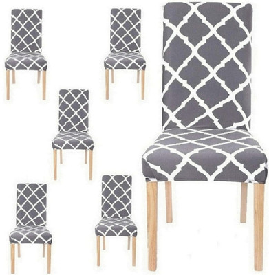 ADstore Polycotton Geometric 1 Seater Chair Cover(grey Pack of 6)