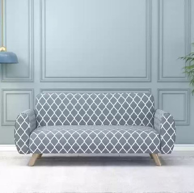 papsun Polyester Floral 3 Seater Sofa Cover(Grey Pack of 1)