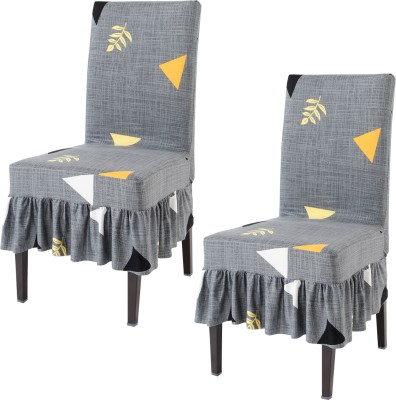 HOKiPO Polyester Geometric Chair Cover(Grey Pack of 2)