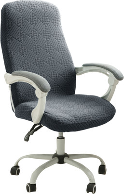 HOKiPO Jacquard 1 Seater Chair Plain Cover(Pack of 1 Stretchable Office Chair Cover, Medium, Dark Grey)