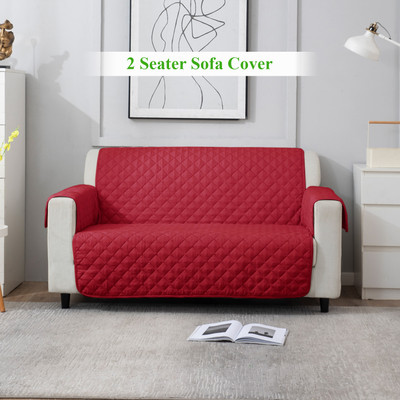HOKiPO Polyester 2 Seater Sofa Plain Cover(Pack of 1 Scarlet Red)