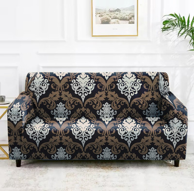 Shri Paras Traders Polyester Geometric 3 Seater Sofa Cover(BROWN Pack of 1)