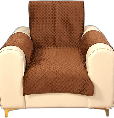 Fashion Throw Velvet 3 Seater Sofa Geometric Cover(Pack of 1 Brown)