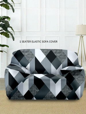 Laying Style Polyester Checkered 1 Seater Sofa Cover(Black Pack of 1)