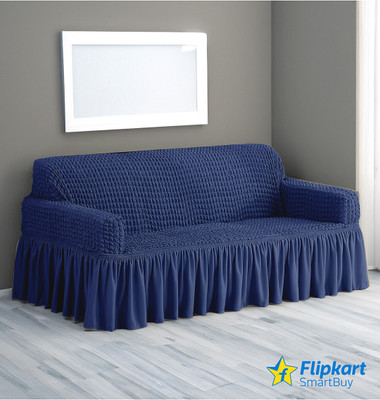 Flipkart SmartBuy Polyester Plain 2 Seater Sofa Cover(Blue, Clear Pack of 1)