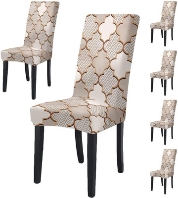 igi Polyester 1 Seater Chair Geometric Cover(Pack of 6 Multicolor)