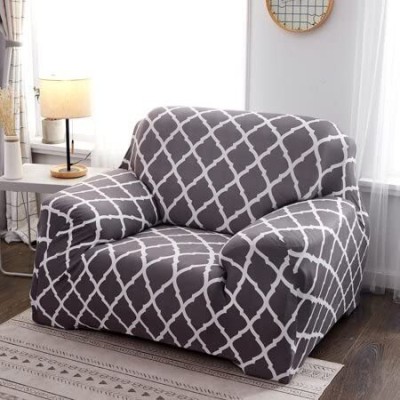 Roodra Creations Polycotton Abstract 3+1+1 Seater Sofa Cover(Grey Pack of 3)